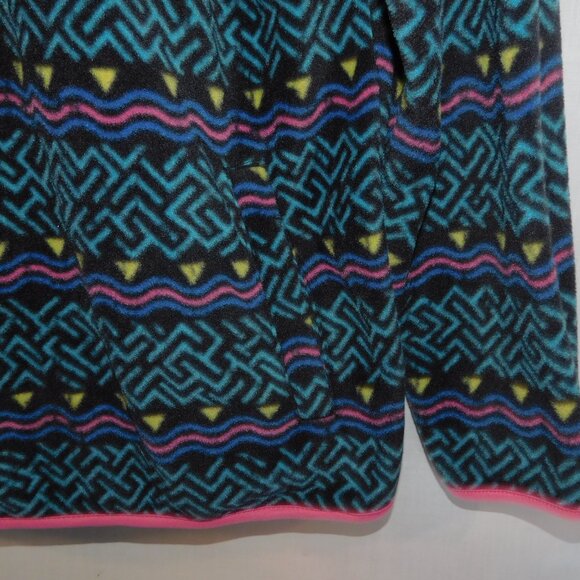 Valor Collective Mens L 1/4 Zip Hooded Fleece Black Pink Blue Geometric Hoodie - Picture 4 of 12